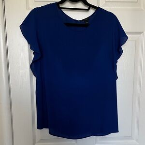 Ann Taylor Factory Sapphire Blue Flutter Sleeve Blouse